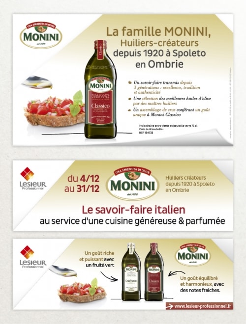 LESIEUR PROFESSIONNEL - Monini annonce, fiche argumentaire, bannière